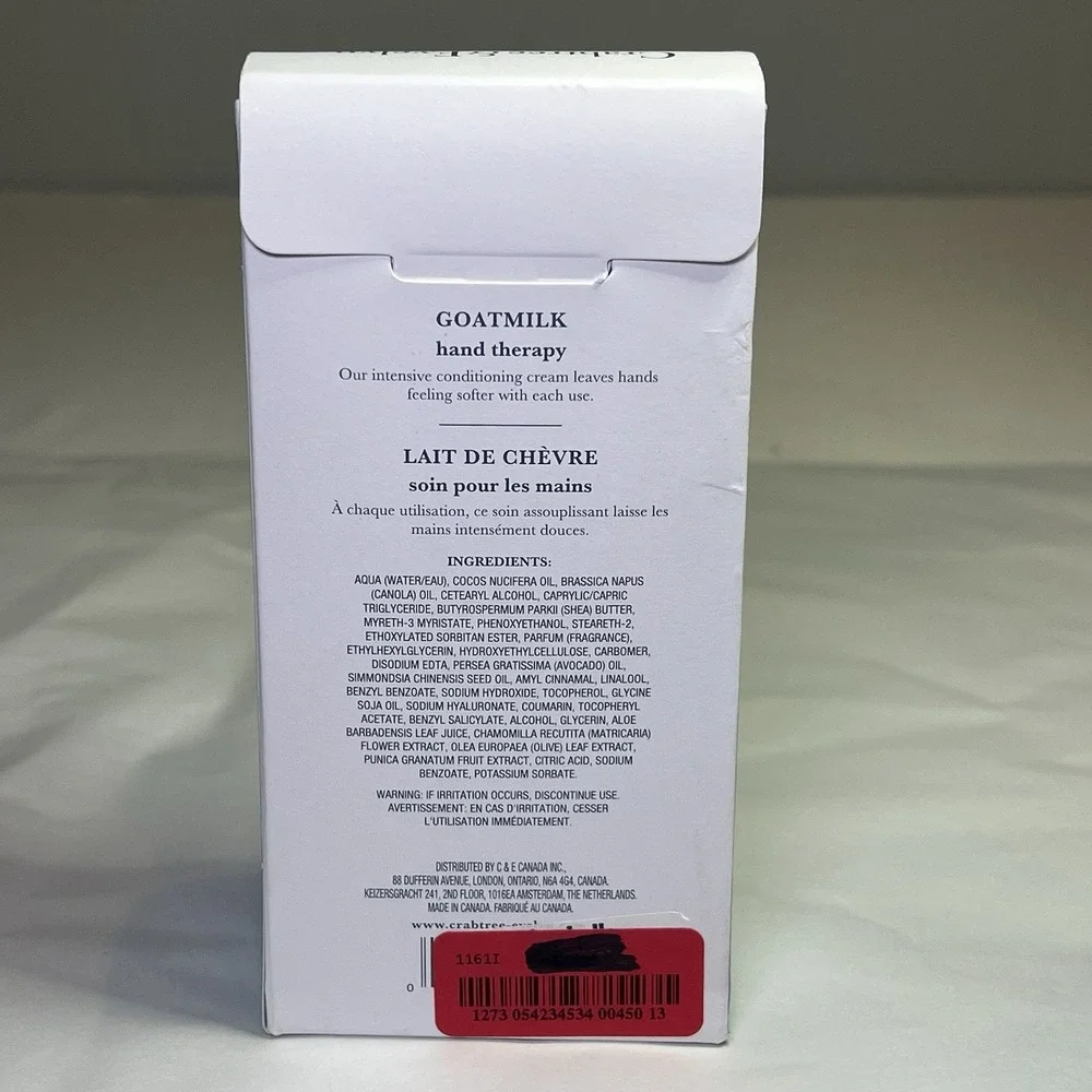 Crabtree & Evelyn Hand‎ Therapy Cream Lotion Goat Milk 3.5 oz Sealed NEW
